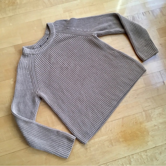 Soft, Cozy, 100% Cotton Shaker Knit Crewneck Sweater, Tan, Size XS/S - Picture 16 of 16